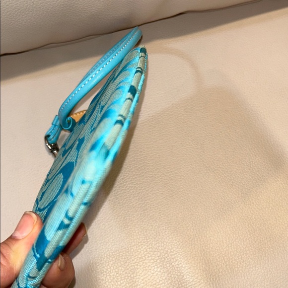 Coach Turquoise Signature Canvas Wristlet - Picture 6 of 10